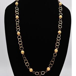 Francesca Visconti Chain Necklace Gold Tone Linked Ball Station Signed 80s Bin4A